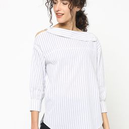 Gipsy Women White Striped Shirt Style Pure Cotton Top-image-38