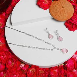 BlingNation Rhodium-Plated American Diamond Studded Jewellery Set-44