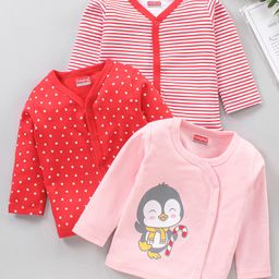 Babyhug Full Sleeves Vests Pack of 3 - Red Pink-image-62
