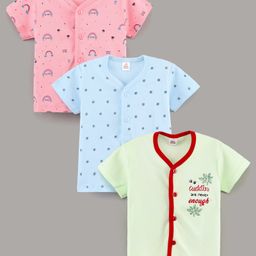 Mini Donuts Half Sleeves Vests Multi Print Pack Of 3 - Blue Pink Green-picture-22
