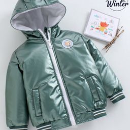 Babyoye Full Sleeves Cotton Hooded Winter wear Jacket - Green-image-53