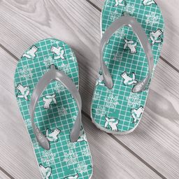 Pine Kids Flip Flops Bird Print- White Grey-image-94