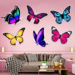 Zyozi Butterfly Theme Birthday Cardstock Cutout with Glue Dot for Kids Theme Multi Colour - Pack of 7-picture-11