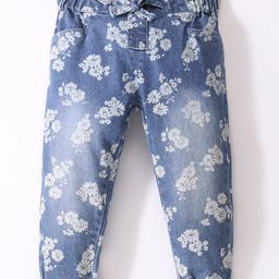 Simply Premium Denim Mid Wash Jeans Floral Printed -  Blue-image-31