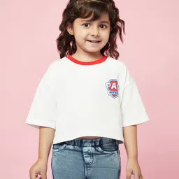 Spunkies Paw Petrol Featuring Organic Cotton Half  Sleeves Text  Printed Tee - White-picture-45