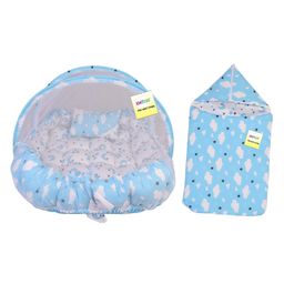 Kwitchy Baby Bedding Set Luxury Cushioned Mattress with Mosquito Net & Sleeping Bag Combo (0-12 Months) Blue-picture-15