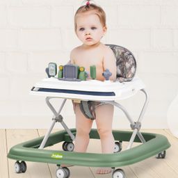 Baybee Clafy Baby Walker for Kids, Folding Walker with 3 Height Adjustable, Cushion Seat, Removable Tray, Activity Kids Walker with Musical Toy Bar (Green)-21