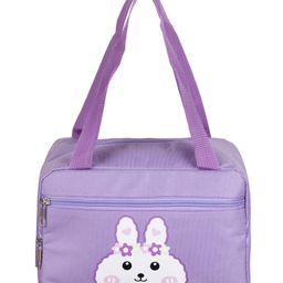 Kuber Industries Lunch Bag  Thermal Insulated Lunch Bag  Lunch Bag for Office  Lunch Bag for Camping with Front Pocket  Waterproof Tiffin Cover with Handle  White Rabbit-Print  Purple-image-23