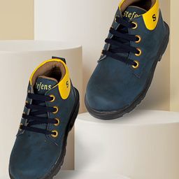 Stefens Brand Name Text Detailed Lace Up Boots - Blue-image-70