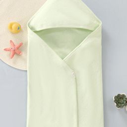 Babyhug Cotton Knit Solid Hooded Wrapper L 76 x B 76 cm - Light Green-image-41