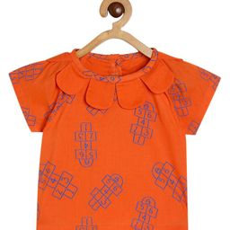 MINI KLUB Cotton Half Sleeves Numerical Printed Top - Orange-image-70