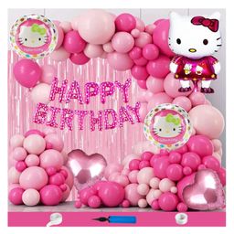 Bubble Trouble Hello Kitty Theme Birthday Decoration Items For Girls Party Decoration Kit Balloon Combo Pack Of 111 Pcs Pink Magenta-image-35