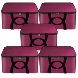Storite 2 Pack Nonwoven Mini Storage Bag Cloth Organizer With Zippered Closure And Handle ( Magenta) Rectangular - Non-Woven-17