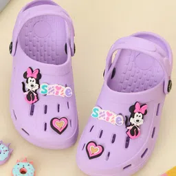 Disney by Yellow Bee Solid Perforated Clogs With Minnie Mouse Charms - Purple-picture-16