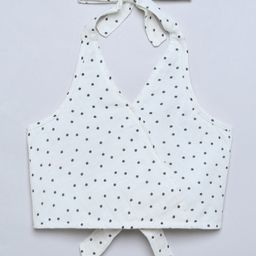Taffykids 100% Cotton Woven Sleeveless Daisies Printed Halter Neck Crop Top - White & Black-picture-39