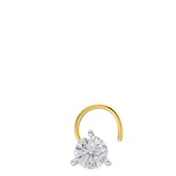 Sparkles Diamond 0.06 Ct Round Shape 3 Prong Solitaire Diamond Nose Pin 14K Yellow Gold-image-45