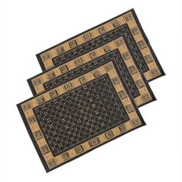 Aura 3-Pcs Brown & Grey Cross Tee-Printed Anti-Skid Doormat-17