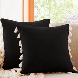 Cottonfry Black & White 2 Pieces Velvet Square Cushion Covers-picture-22