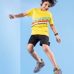 Pine Active Half Sleeves Tee Text Print - Yellow image 2