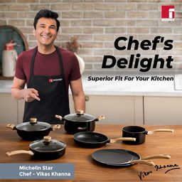 Bergner Bellini Plus Aura 5 Layer Marble Non Stick Dosa Tawa , 28 cm, Induction Base, Soft Touch Handle, Thickness 4mm, 1 Year Warranty Black image 2