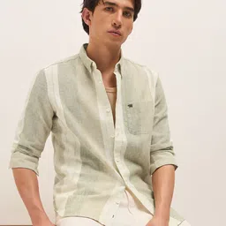 THE BEAR HOUSE Men Slim Fit Vertical Striped Button-Down Collar Casual Shirt-picture-33