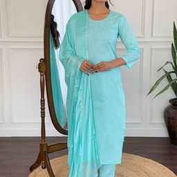 KALINI Women Embroidered Regular Kurta with Trousers & With Dupatta-picture-38