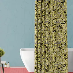 ArtzFolio Yellow & Black Abstract Printed Waterproof Polyester Shower Curtain-image-61