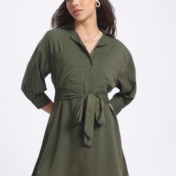 glitchez Urban Utility Mini Shirt Style Dress with Belt-image-49