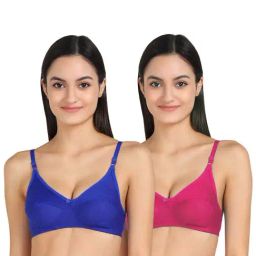 AROUSY Blue & Pink Cotton Everyday Bras - Pack Of 2-image-89