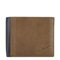 Tommy Hilfiger Tan & Navy Paneled Bi-Fold Wallet for Men image 1