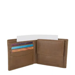 Tommy Hilfiger Tan & Navy Paneled Bi-Fold Wallet for Men image 5