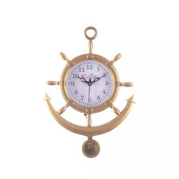 eCraftIndia PWCPLZ501_G Decorative Retro Anchor Golden Pendulum Wall Clock-picture-44