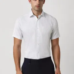 Van Heusen White Cotton Regular Fit Striped Shirt-picture-12