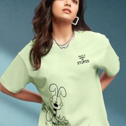 Bewakoof Green Graphic Oversized T-Shirt-picture-47