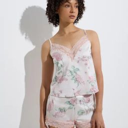 Wunderlove by Westside Light Pink Floral Design Satin Camisole-image-40