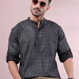 FILORI STUDIO Men Ethnic Motifs Printed Mandarin Collar Short Kurta-53