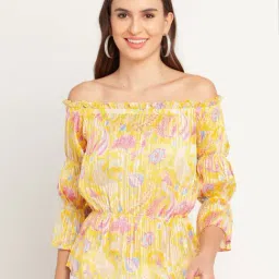 Zink London Yellow Floral Print Top-image-77