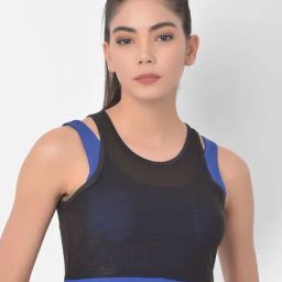 Clovia Blue & Black Non Wired Padded Sports Bra-image-29