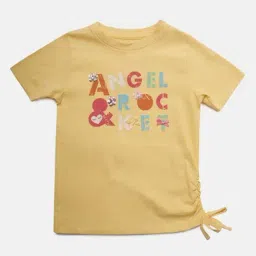 Angel & Rocket Kids Yellow Cotton Printed Top-image-45