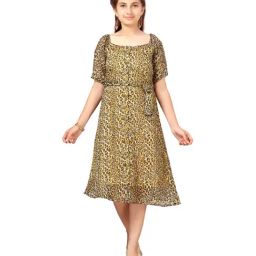 Aarika Kids Yellow Cotton Printed Dress-image-54