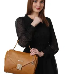 PELLE LUXUR Tan Medium Satchel HandBag-14