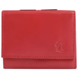 Kara Red Solid Tri-Fold Leather Wallet-12