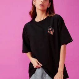 Bewakoof Black Graphic Oversized T-Shirt-picture-10