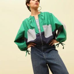 Only Green Cotton Print Casual Jacket-image-37