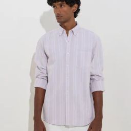 WES Casuals by Westside Lilac Stripe Printed Relaxed-Fit Cotton Shirt-picture-4