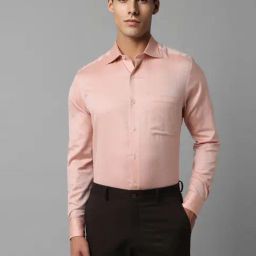 Louis Philippe Light Peach Cotton Regular Fit Printed Shirt-image-33