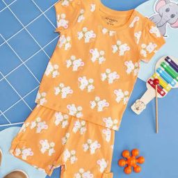 Pantaloons Baby Orange & White Cotton Printed T-Shirt Set-image-82