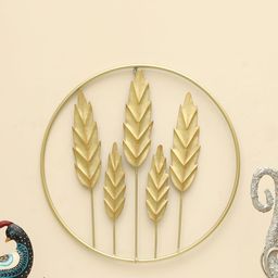 vedas W-Amish Gold-Toned Textured Paisley Round Shaped Wall Hanging-25