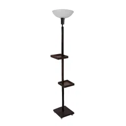 Sanded Edge Wood Style I Walnut Frappe Uplight Floor Lamp in Solid Wood with White Washable Acrylic-48