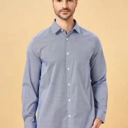 Peregrine by Pantaloons True Blue Cotton Regular Fit Texture Shirt-picture-11